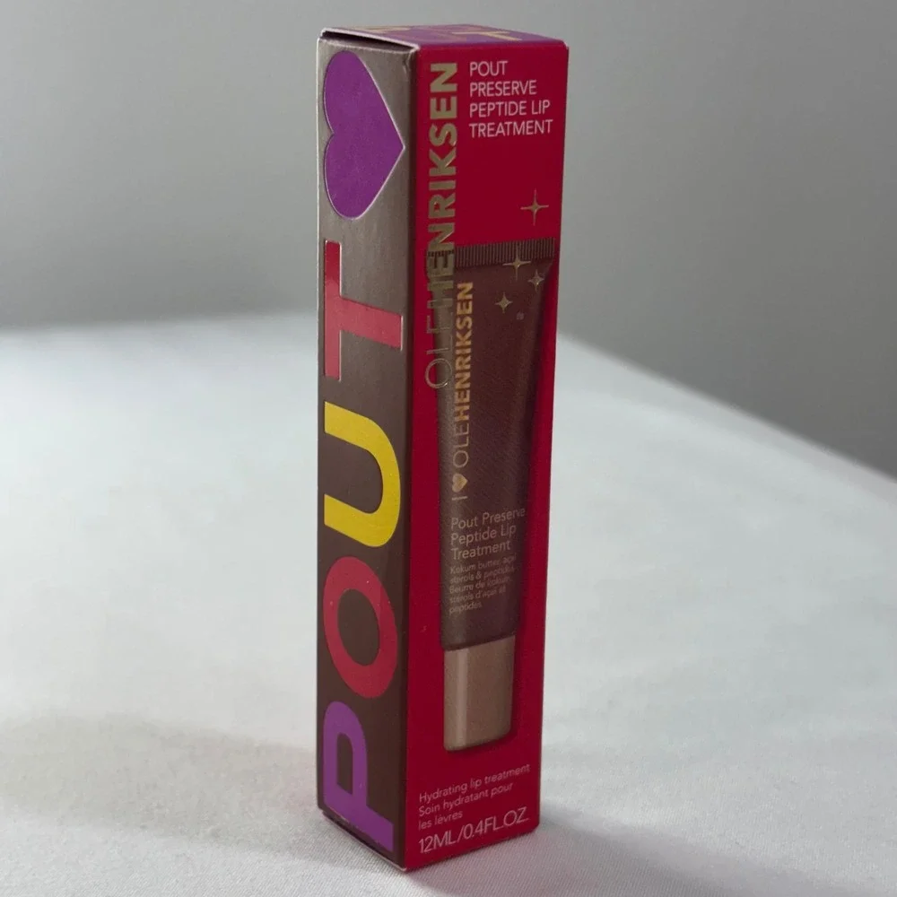 Ole Henriksen Pout Preserve Peptide Lip Treatment Cocoa Creme Glimmer Brown .4oz